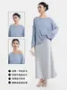 Blusa de Manga Longa de Linho e Liocel à Prova de Vento Estilo Verão Estilo Old Money Vento Preguiçoso para Mulheres, Jaqueta Leve Respirável Solta de Algodão e Linho