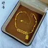 El mismo estilo que el de la tienda dorada: Collar Sanfu de Moneda de Cobre con Efecto Hielo Brillante, Pulsera de Trébol de Cuatro Hojas Estilo Bucci con Efecto Hielo, Pulsera de Monedas de los Cinco Emperadores