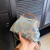 Bolsa Bordada Estilo Chinês Transfronteiriça Tendência da Moda Feminina Bolsa Portátil com Clipe Bolsa Cheongsam Elegante e Simples com Corrente