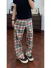 Pantalones de cuadros de arcoíris transfronterizos para hombre, nuevo estilo de verano, pantalones rectos holgados casuales retro, pantalones deportivos casuales estilo americano
