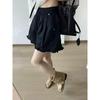 Shorts Estilosos de Perna Larga com Babados para Mulheres, Novo Estilo Verão 2026, Cintura Elástica com Bolsos, Tendência de Calça Casual Coreana