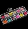 Manicure 12 tamanho de cor de flor seca tira caixa joias tridimensional flor seca real flor decalques fábrica atacado
