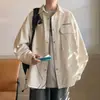 Camisa de Manga Longa para Trabalho Masculina, Nova Moda Primavera e Outono Marca Hong Kong Estilo Cardigã Solto Jaqueta para Adolescentes, Jaqueta Casual para Homens