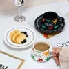 Juego de Taza de Café y Platillo de Cerámica Estilo Francés, Alta Estética Girasol Taza de Leche para el Té de la Tarde Caja de Regalo, Regalo Souvenir