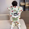 Pijama de manga larga de forro polar de coral para niños para otoño e invierno, con un lindo diseño de dibujos animados, un aspecto elegante y que proporciona calidez para usar en interiores.