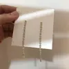 Brincos de Corrente com Franja com Diamante Longo Estilo Coreano Dongdaemun Brincos Simples para Mulheres Pendente de Orelha para Joias de Orelha Finas Elegantes