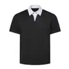 Yidao Vintage 2026 Verão Novo Design Camiseta Falsa de Duas Peças para Homens, Marca da Moda Patchwork Gola Reversível Manga Curta