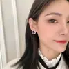 Pendientes de botón con gemas de diamantes de imitación cuadrados, estilo retro, sencillos, de temperamento rojo, de red popular, de moda coreana S925 2023