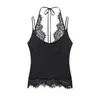 Ins ropa de mujer estilo europeo y americano transfronteriza venta al por mayor top de tirantes con retazos de encaje sexy francés 0085808