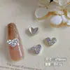 Acessórios Populares para Nail Art, Strass em Formato de Coração, Luxo Leve, Requintado, Liga Brilhante, Decorações de Unha Coração de Pêssego com Pedras Cheias, Materiais DIY