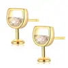 Brincos de Copo de Vinho Novos Transfronteiriços para Mulheres Criativos Estilo Coreano Simples Fofos Brincos de Copo de Bebida Fresca