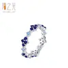 Novo Anel de Trevo da Sorte Azul de Prata 925 Esterlina para Mulheres, Elegante, Moderno, Luxo Acessível, Anel com Fileira Completa de Pedras, Anel Empilhável
