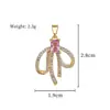 Cobre e Ouro Real Borboleta Rosa Fita dos Sonhos Moda Transfronteiriça DIY Joias Cobre Zircônia Pingente Microincrustado