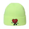 Gorro de punto bordado de Bad Bunny, conejo malo, cantante transfronterizo, gorro de lana cálido de dibujos animados europeo y americano, gorro tipo pea para hombre y mujer