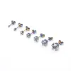 Conjunto de brincos de aço inoxidável com zircônia em formato de coroa de seis garras, europeu e americano, com fecho de borboleta, para homens e mulheres, outlet de fábrica