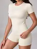 Yize Secado Rápido Manga Corta Shorts Ajustado Conjunto de Yoga Correr de Alta Intensidad Fitness Conjunto Deportivo Camiseta para Mujer