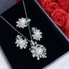 Nuevo Conjunto de Perlas de Agua Dulce para el Día de la Madre para Mujer, Anillo de Moda Otoño e Invierno, Pendientes, Colgante, Aretes de Plata S925 de Alto Brillo