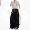 Pantalones unisex retro americano de múltiples botones con pierna curva, jeans casuales unisex de pierna ancha con silueta de moda de alta calle para hombre