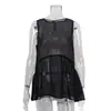 Comercio Exterior Ropa de Mujer 2026 Nuevo Verano Más Vendido de Moda Sexy Chica Caliente Cuello Redondo Transparente Holgado Negro Sin Mangas Top
