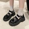 Mocasines Mary Jane estilo francés con suela gruesa y hebilla de mariposa para mujer, zapatos pequeños de cuero estilo británico retro combinables para invierno 2024.