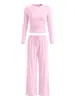 Ropa de Otoño 2026 para Mujer para Comercio Electrónico Transfronterizo, Amazon Europeo y Americano TK Conjunto Casual Americano de Color Sólido con Manga Larga y Pantalón Largo