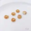 Cor dourada 14K retenção de cor crisântemo margarida suporte de flores de camada dupla acessórios feitos à mão joias DIY grampo de cabelo acessórios para penteado