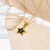 Moda Negro Estrella de Cinco Puntas Cadena Estrella Clavícula Lujo Ligero Elegante Acero de Titanio Simple Combinable Collar 26 Letras del Alfabeto Inglés