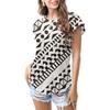 2025 Amazon Export Nova Camiseta Feminina Moda Estampa Personalizada Manga Folha de Lótus Gola Redonda Top Camiseta de Manga Curta para Mulheres