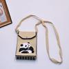 Bolso para teléfono móvil de estilo coreano con diseño de panda pequeño, bandolera de punto, bolso de mano con solapa, bolso informal para salir