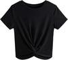 2025 Nueva Moda de Verano para Mujer Camiseta Casual Versátil de Manga Corta Cuello Redondo Crop Top Torcido para Mujer