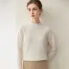 Colección Otoño e Invierno, prêt-à-porter premium, camiseta básica de punto para mujer 100% cachemira pura, cuello semi-alto, corte holgado, suéter pullover adelgazante