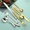 Set de Cuchillo y Tenedor de Lujo Ligero Transfronterizo con Relieve de Espiga de Trigo Cuchillo, Tenedor y Cuchara de Acero Inoxidable Juego de Cuatro Piezas Vajilla Occidental Herramientas para Comer Bistec
