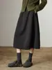 Falda de Capullo de Flor para Mujer 2025 Invierno Nuevo Diseño con Abertura Gris Falda de Lana Berkeley de Corte A con Forma de Pera