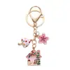 Accesorios de Joyería DIY Estilo K Casa Flor Habitación Llavero de Metal Llavero de Flor Pequeña Linda Colorida Colgante para Bolsos