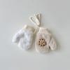 Qiu Nan Luvas de Pelúcia Infantil Inverno Estilo Coreano Moda Bonito Quente À Prova de Vento Pescoço Pendurado Dedo Luvas de Veludo do Bebê