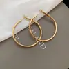 Pendientes Redondos Geométricos con Superficie Fotosensible Metálica de Aguja de Plata Pendientes de Estilo Frío Simple Europeo y Americano Pendientes de Diseño Nicho para Mujer