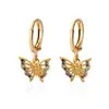 Pendientes de Acero de Titanio Mariposa Diamante para Mujer Diseño Coreano Exquisito de Nicho Pendientes Elegantes Versátiles Accesorios de Lujo Accesibles Estrella y Luna