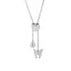 Popular Colgante de Acero Inoxidable Deslizante Europeo y Americano para Mujer Broche en Forma de Corazón Colgante de Circonita Cadena Ajustable Accesorios de Alta Gama