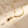 Colar clavícula com franja de zircônia e borboleta estilo vintage francês, elegante e luxuoso, pingente de coração e lua em camada dupla para mulheres