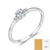 Anillo de Plata de Ley S925 con Tres Piedras de Moissanita para Mujer, Anillo Cerrado Totalmente de Moissanita Talla Us, Venta Caliente Transfronteriza en Stock de Fábrica