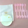 Pastel de cumpleaños cuchillo tenedor plato vela plato de cena plato juego de vajilla plato de papel desechable combinación de cuchillo y tenedor de plástico estampado floral