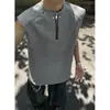 Camiseta de verano con remaches, cuello Henry, cremallera, diseño de alta costura, camiseta de manga corta para hombre, corte limpio, resistente, estilo americano