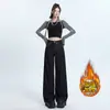 Jeans Anchos de Color Naranja Infantil # Color Sólido Forrados de Polar Perezoso para Mujer, Sueltos, Adelgazantes, Cubren las Caderas, Casuales, Versátiles de Pierna Recta