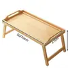 Mesa de Cama de Bambú, Mesa Kang, Mesa para Laptop y Tablet, Mesa Plegable Artística de Madera Maciza para Desayuno, Mesa Pequeña de Estudio