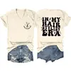 En Mi Época de Estilista de Cabello Amazon Ebay Sitio Independiente Camiseta Casual de Moda para Mujer con Cuello en V y Mangas Cortas