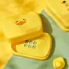 Jabonerita de Pato Amarillo Pequeño, Portajabón de Baño con Drenaje, Jabonera de Plástico Grande con Tapa, Caja de Jabón Colorida en Stock