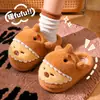 Pantuflas de Algodón Capibara para Mujer 2026 Nuevas de Invierno para Interior del Hogar Antideslizantes Cálidas de Felpa con Talón Cerrado Zapatos de Algodón para Maternidad