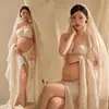 Tema Estúdio Fotográfico Novo Retrô Novo Estilo Chinês Vestido Amassado com uma Vibe Descolada para Sessão de Fotos da Barriga de Grávidas