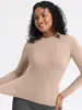 Camiseta de Manga Comprida Camiseta Feminina de Manga Comprida Modeladora de Corpo Gola Redonda Justa Camada Base Feita Sob Medida