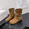2026 Botas Outono Inverno Estilo Ocidental Botinhas Novo Retrô Bico Redondo Meia-Canela Botas Martin Salto Embutido Aumentador de Altura Botas Curtas Casuais Femininas